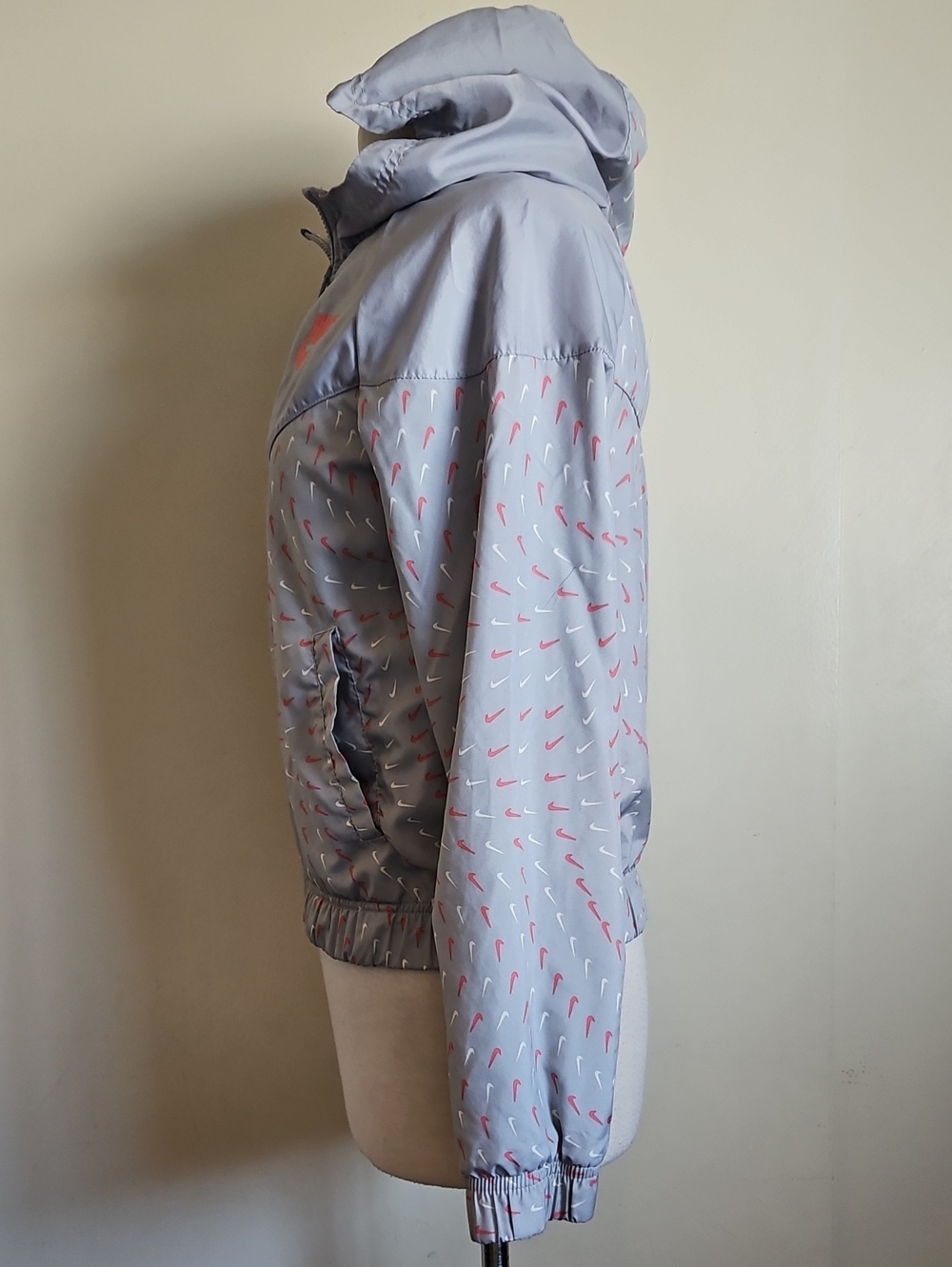 Nike Windrunner Hooded Jacket Swoosh Print Gray Orange Size XL Youth - Picture 9 of 13